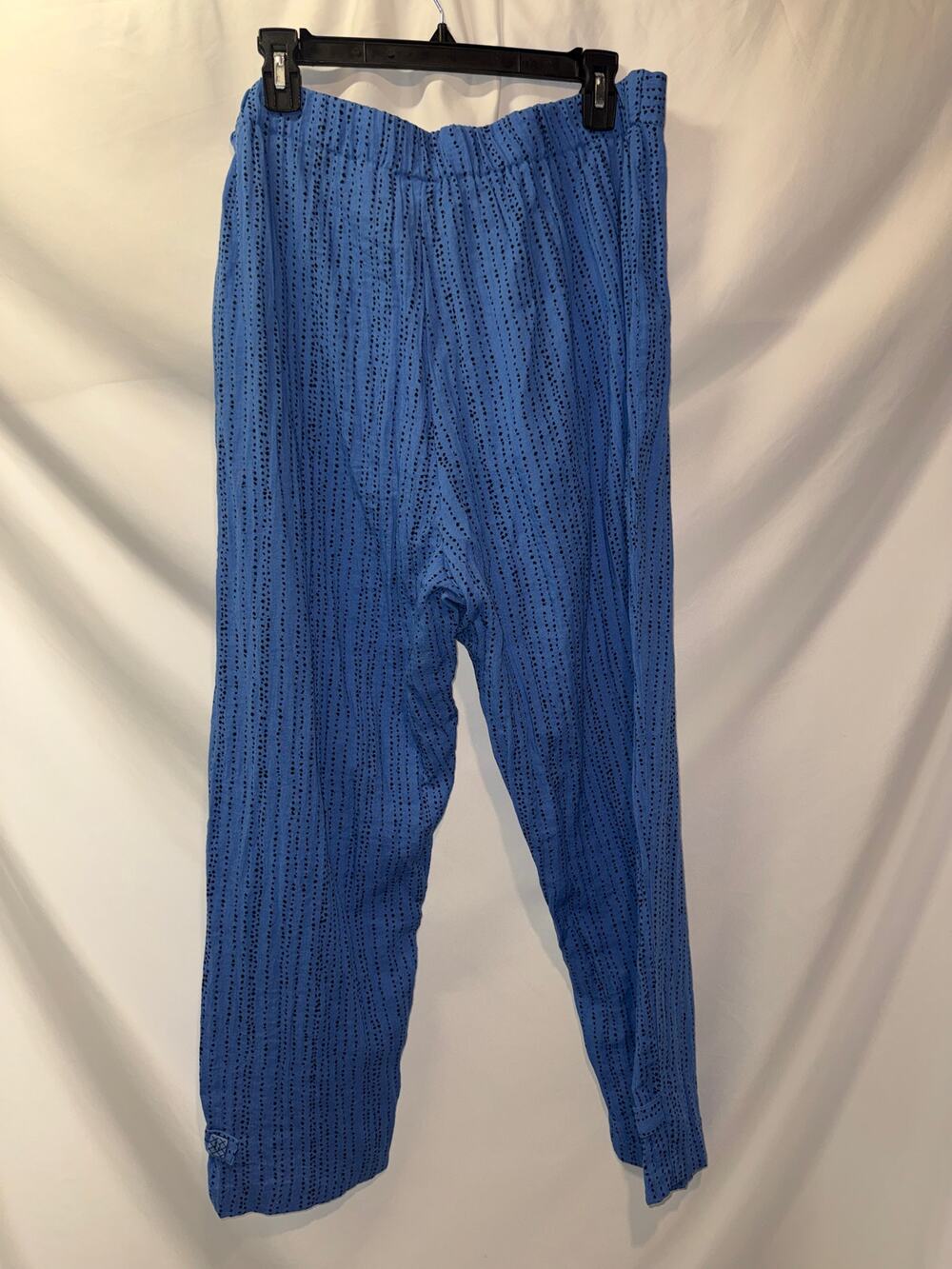 Habitat Clothes to Live In XL Blue Black Dot Print Artsy Tapered Pants